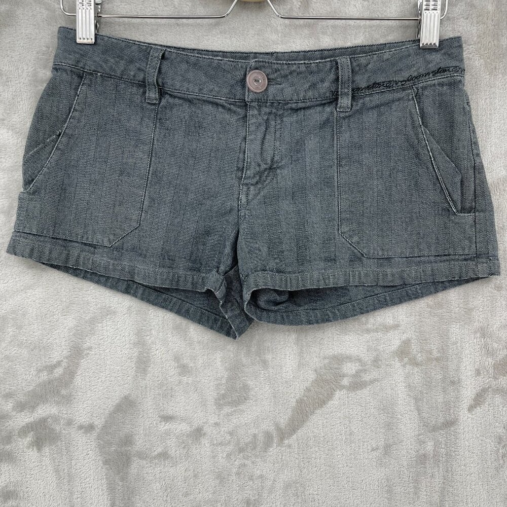 Vintage Volcom Y2K Ultra Low Rise Shorts Gray Stretch Cotton Skater